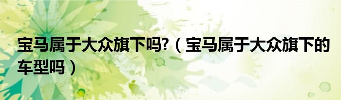 寶馬屬于大眾旗下嗎?（寶馬屬于大眾旗下的車型嗎）