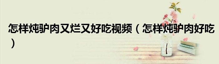 怎樣燉驢肉又爛又好吃視頻（怎樣燉驢肉好吃）