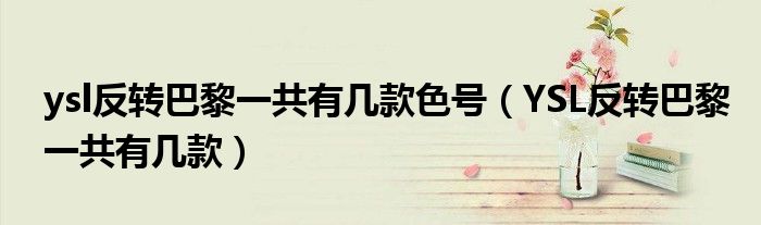 ysl反轉(zhuǎn)巴黎一共有幾款色號(hào)（YSL反轉(zhuǎn)巴黎一共有幾款）