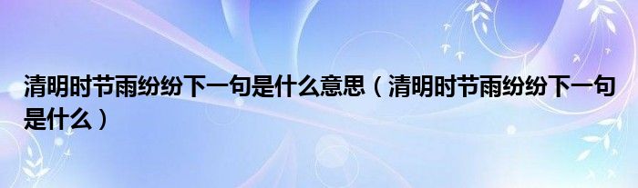 清明時(shí)節(jié)雨紛紛下一句是什么意思（清明時(shí)節(jié)雨紛紛下一句是什么）