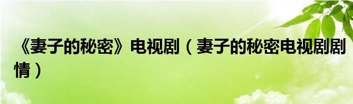 《妻子的秘密》電視?。ㄆ拮拥拿孛茈娨晞∏椋? />
                                         </a>
                                    </div>
                                 <div   id=
