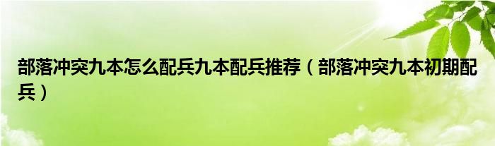 部落沖突九本怎么配兵九本配兵推薦（部落沖突九本初期配兵）
