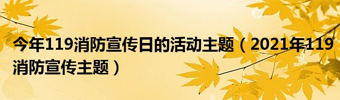 今年119消防宣傳日的活動主題（2021年119消防宣傳主題）