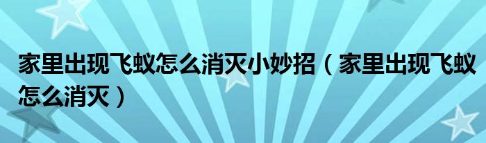 家里出現(xiàn)飛蟻怎么消滅小妙招（家里出現(xiàn)飛蟻怎么消滅）