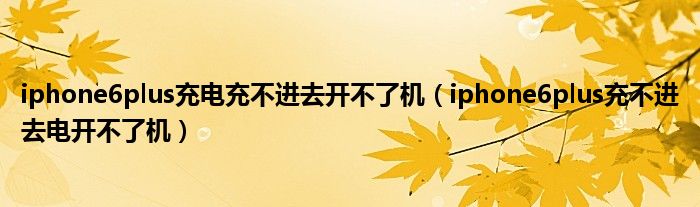 iphone6plus充電充不進(jìn)去開(kāi)不了機(jī)（iphone6plus充不進(jìn)去電開(kāi)不了機(jī)）