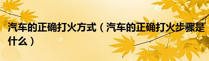 汽車的正確打火方式（汽車的正確打火步驟是什么）