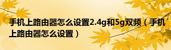 手機(jī)上路由器怎么設(shè)置2.4g和5g雙頻（手機(jī)上路由器怎么設(shè)置）
