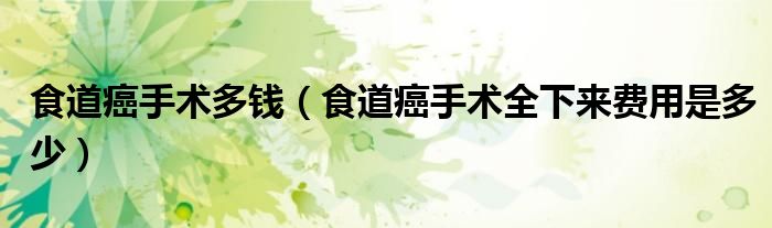食道癌手術(shù)多錢（食道癌手術(shù)全下來費(fèi)用是多少）