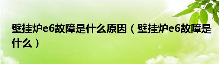 壁掛爐e6故障是什么原因（壁掛爐e6故障是什么）