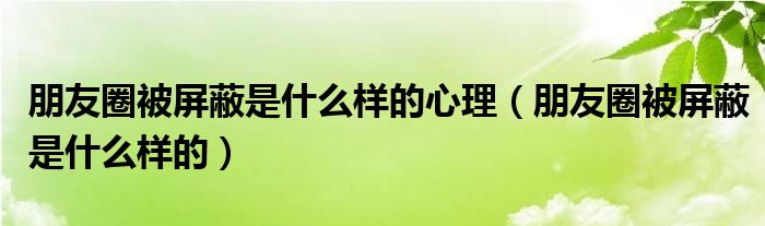 朋友圈被屏蔽是什么樣的心理（朋友圈被屏蔽是什么樣的）