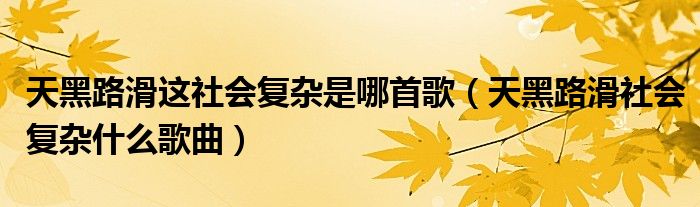 天黑路滑這社會復(fù)雜是哪首歌（天黑路滑社會復(fù)雜什么歌曲）