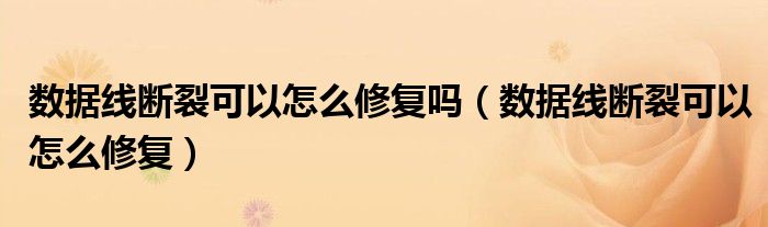 數(shù)據(jù)線斷裂可以怎么修復(fù)嗎（數(shù)據(jù)線斷裂可以怎么修復(fù)）