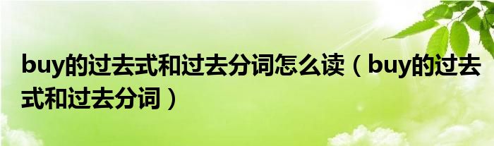 buy的過(guò)去式和過(guò)去分詞怎么讀（buy的過(guò)去式和過(guò)去分詞）