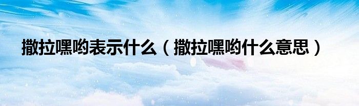 撒拉嘿喲表示什么（撒拉嘿喲什么意思）