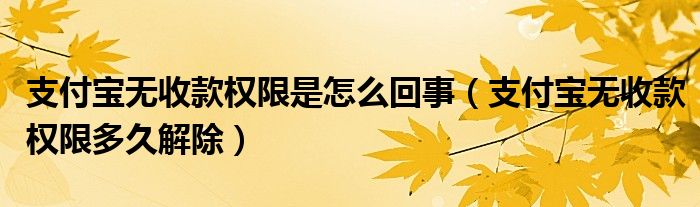支付寶無收款權(quán)限是怎么回事（支付寶無收款權(quán)限多久解除）
