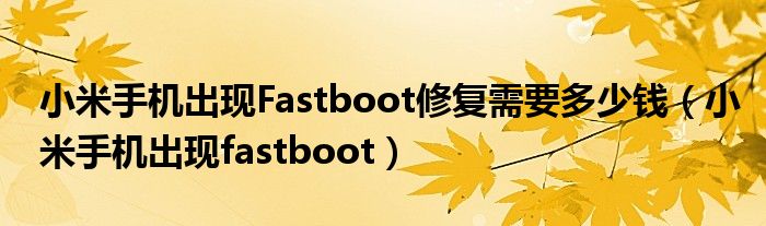 小米手機(jī)出現(xiàn)Fastboot修復(fù)需要多少錢（小米手機(jī)出現(xiàn)fastboot）