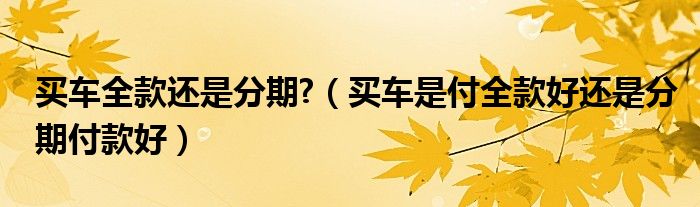 買車全款還是分期?（買車是付全款好還是分期付款好）