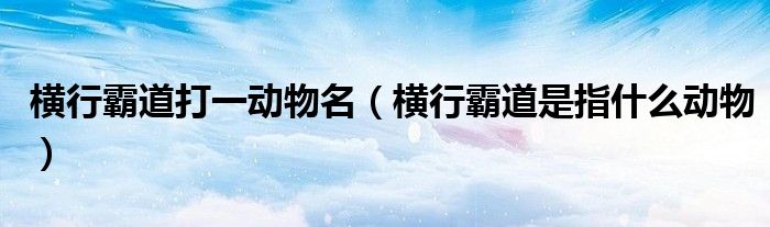 橫行霸道打一動物名（橫行霸道是指什么動物）