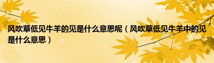 風(fēng)吹草低見牛羊的見是什么意思呢（風(fēng)吹草低見牛羊中的見是什么意思）