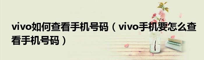 vivo如何查看手機(jī)號(hào)碼（vivo手機(jī)要怎么查看手機(jī)號(hào)碼）
