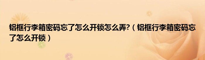 鋁框行李箱密碼忘了怎么開鎖怎么弄?（鋁框行李箱密碼忘了怎么開鎖）