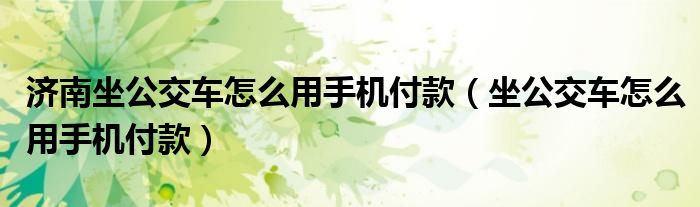 濟南坐公交車怎么用手機付款（坐公交車怎么用手機付款）