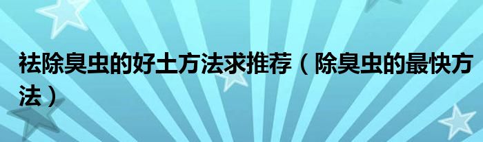 祛除臭蟲的好土方法求推薦（除臭蟲的最快方法）