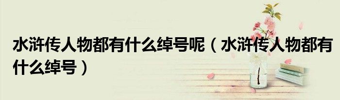 水滸傳人物都有什么綽號(hào)呢（水滸傳人物都有什么綽號(hào)）