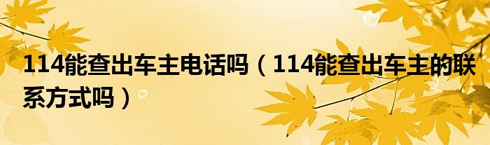 114能查出車主電話嗎（114能查出車主的聯(lián)系方式嗎）