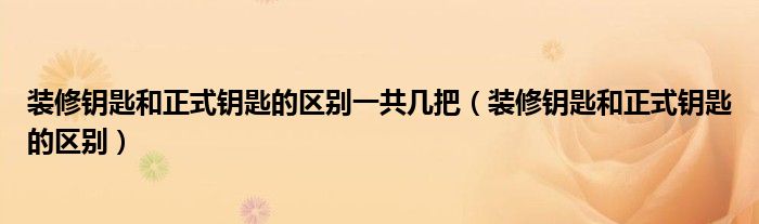 裝修鑰匙和正式鑰匙的區(qū)別一共幾把（裝修鑰匙和正式鑰匙的區(qū)別）