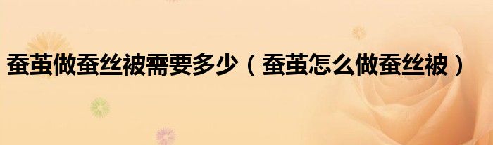 蠶繭做蠶絲被需要多少（蠶繭怎么做蠶絲被）