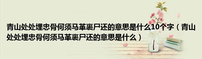 青山處處埋忠骨何須馬革裹尸還的意思是什么10個字（青山處處埋忠骨何須馬革裹尸還的意思是什么）