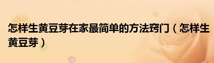 怎樣生黃豆芽在家最簡(jiǎn)單的方法竅門(mén)（怎樣生黃豆芽）