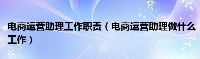 電商運(yùn)營助理工作職責(zé)（電商運(yùn)營助理做什么工作）