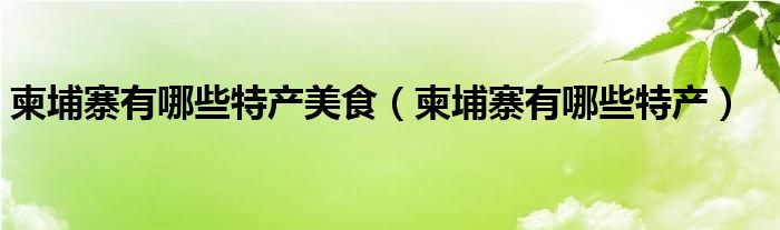 柬埔寨有哪些特產(chǎn)美食（柬埔寨有哪些特產(chǎn)）