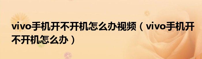 vivo手機(jī)開不開機(jī)怎么辦視頻（vivo手機(jī)開不開機(jī)怎么辦）