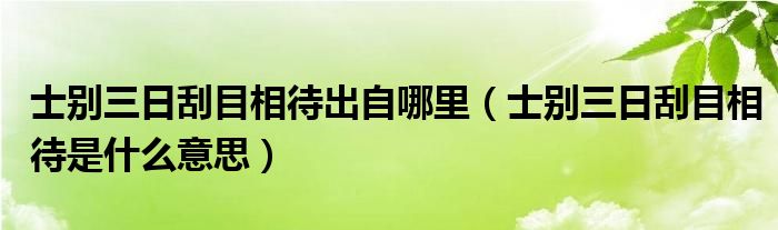 士別三日刮目相待出自哪里（士別三日刮目相待是什么意思）