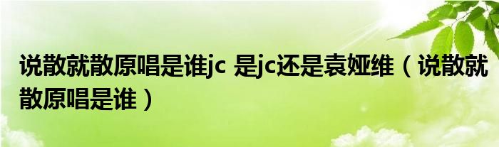 說散就散原唱是誰jc 是jc還是袁婭維（說散就散原唱是誰）