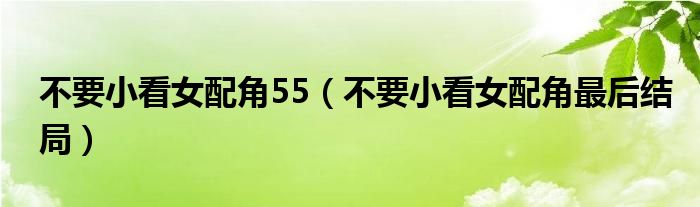 不要小看女配角55（不要小看女配角最后結(jié)局）
