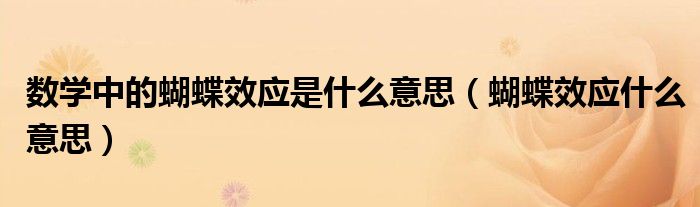數學中的蝴蝶效應是什么意思（蝴蝶效應什么意思）