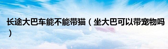 長(zhǎng)途大巴車能不能帶貓（坐大巴可以帶寵物嗎）