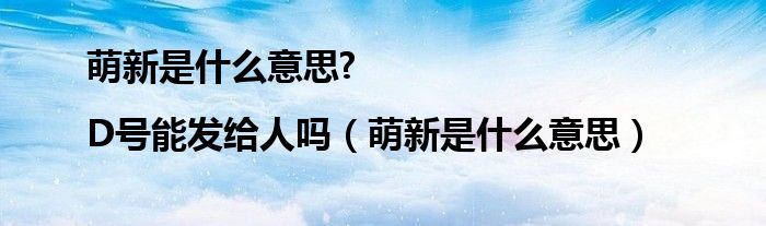 萌新是什么意思?|D號能發(fā)給人嗎（萌新是什么意思）