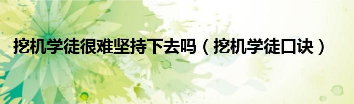 挖機學徒很難堅持下去嗎（挖機學徒口訣）