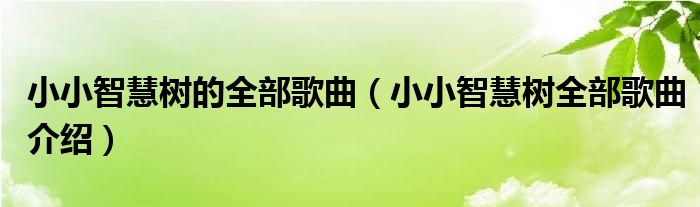 小小智慧樹的全部歌曲（小小智慧樹全部歌曲介紹）