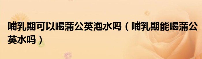 哺乳期可以喝蒲公英泡水嗎（哺乳期能喝蒲公英水嗎）