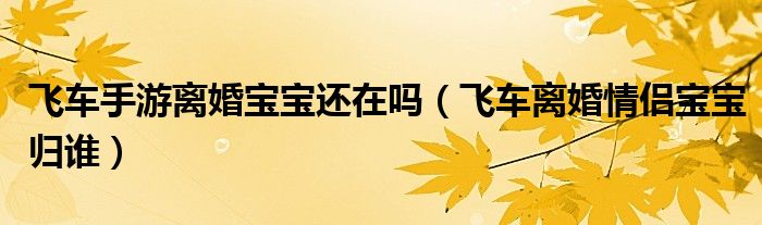 飛車手游離婚寶寶還在嗎（飛車離婚情侶寶寶歸誰）