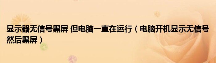 顯示器無信號(hào)黑屏 但電腦一直在運(yùn)行（電腦開機(jī)顯示無信號(hào)然后黑屏）
