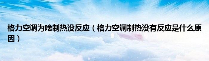 格力空調(diào)為啥制熱沒反應(yīng)（格力空調(diào)制熱沒有反應(yīng)是什么原因）