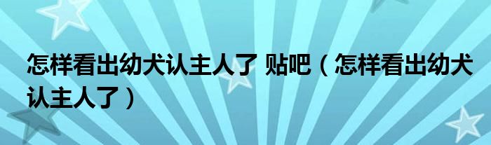 怎樣看出幼犬認(rèn)主人了 貼吧（怎樣看出幼犬認(rèn)主人了）