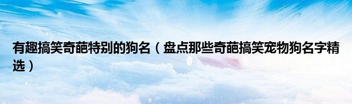 有趣搞笑奇葩特別的狗名（盤點那些奇葩搞笑寵物狗名字精選）